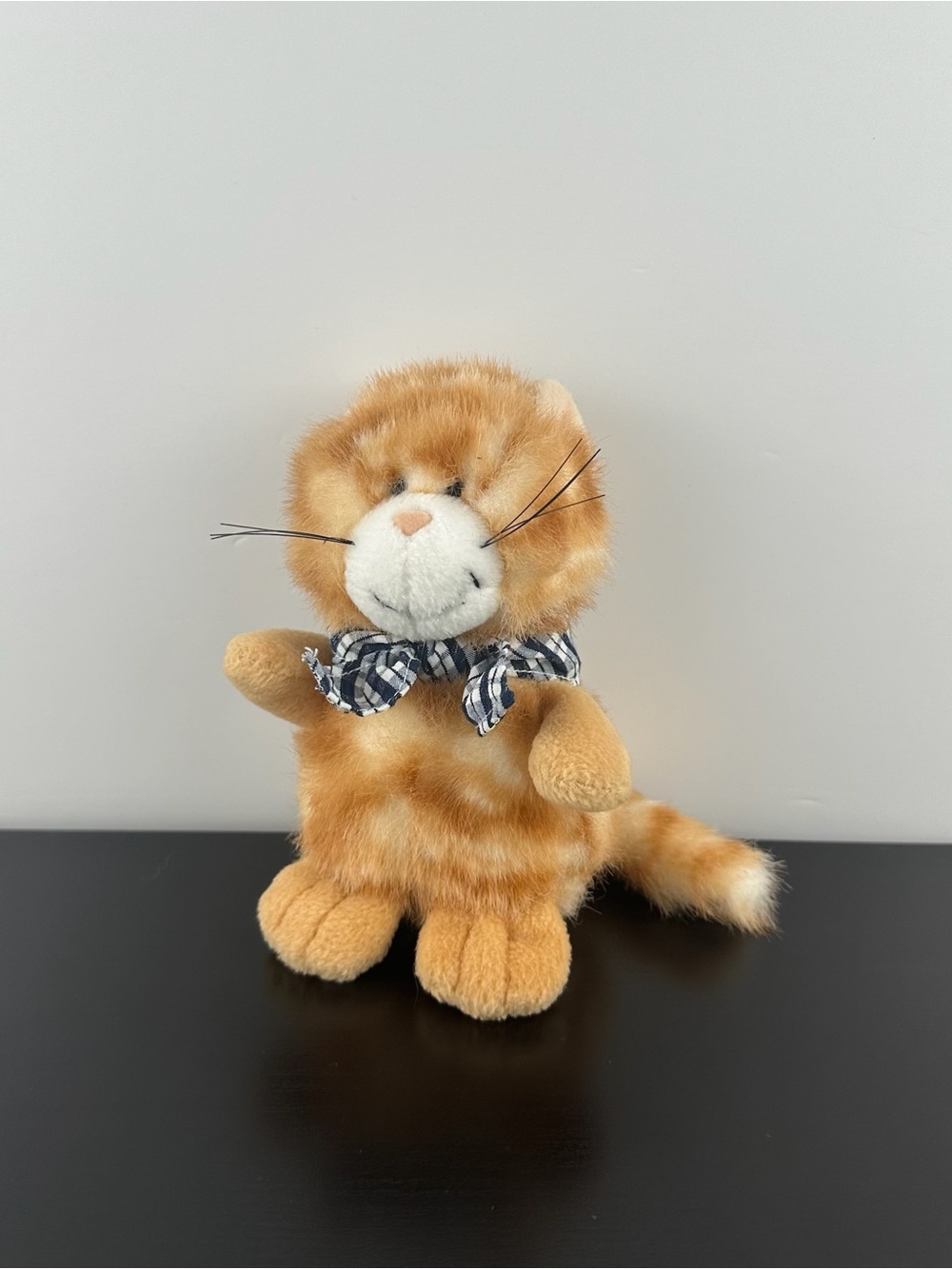 Nici Rare Orange Ginger Kitty Cat with Blue Plaid Bandana Bow 6” Plush